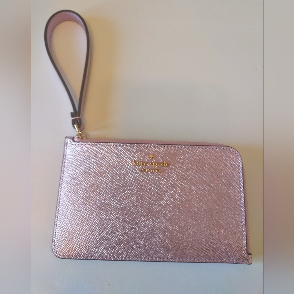 Kate Spade Metallic Pink Wristlet Clutch